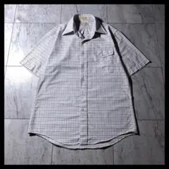 90s USA製 L.L.Bean 格子柄 チェック BDシャツ 半袖 白緑