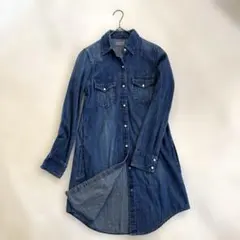 BLUE BLUE デニムシャツ ロング丈 ポケット付き サイズ１S相当のサムネイル