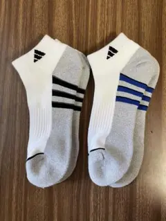 白系2種類 2足 アディダス 靴下 ショートソックス 25cm 〜 28cm