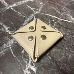 【ハンドメイド】本革 コインケース スクエア型 コインケース　グレージュ
