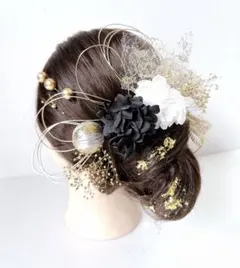 no.5128 成人式髪飾り　成人式　卒業式　髪飾り　ヘアアクセ　金箔　水引