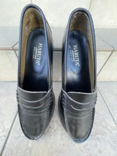 HARUTA ブラックレザー ローファー 26.0㎝