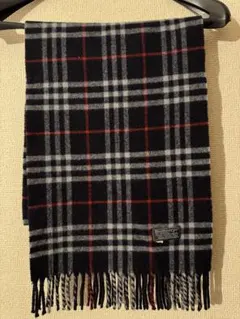定番 Burberry 黒 カシミヤ ノバチェック マフラー