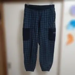 adidasチェック柄スエットパンツL