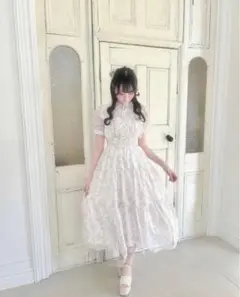 evelyn ラメフリル花柄OP