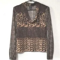 BCBG MAXAZRIA 長袖トップス S ニット柄 茶系 ブラウンのサムネイル
