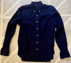 BEAMSプラス　ネイビー 長袖コットンシャツ