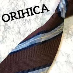 ✢ORIHICA✢ネクタイ　ストライプ　レジメンタル　茶色　ブラウンのサムネイル