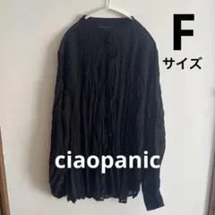 【ciaopanic】プリーツ バンドカラーシアーシャツ 長袖 ブラック 春夏のサムネイル