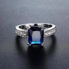 【サイズ12号/送料無料】スクエアブルーCZパヴェリングSv