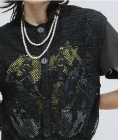 m to r LACE CROCHET NOSLEEVE BLOUSE レース