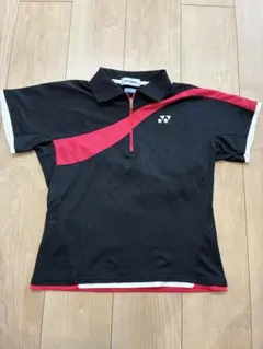 YONEX 吸汗速乾M 黒/赤　刺繍ロゴ　テニスバトミントンポロシャツレディース