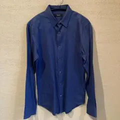 美品！Theory セオリー麻混長袖シャツ　青色 XS表記S〜M相当細身