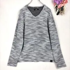 mossimo　霜降りTシャツ　Vネック　長袖カットソー　XL　グレーのサムネイル