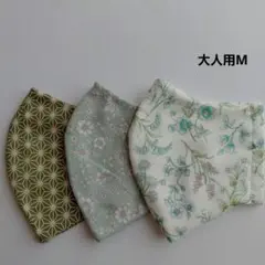 大人用マスク　M　3枚組　ボタニカル　花柄　和装