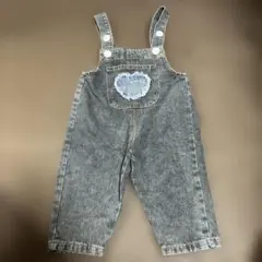 グレー デニム オーバーオール ハートポケット