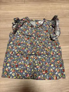 pourenfant アンファン 花柄フリル付きシャツ Sサイズ