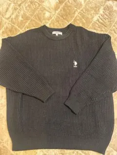 U.S. POLO ASSN. 黒リブ編みセーター S