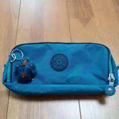 KIPLING キップリング ターコイズ ポーチ 3ジッパー