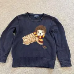 POLO ネイビー 犬刺繍 セーター