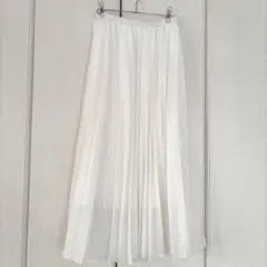 プリーツスカートロング白