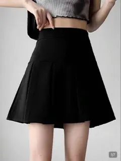 SHEIN 17059494 プリーツミニスカート ブラック