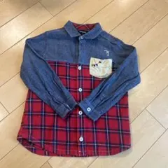 kladskap 長袖シャツ 赤と青のチェック 120cm