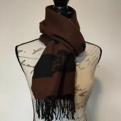 FENDI 大判 マロンベージュ × ブラック ロゴブランケット アルパカ FENDI 大判 マロンベージュ × ブラック ロゴブランケット アルパカ