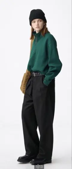 GU チノバレルレッグタックパンツ ブラック XS