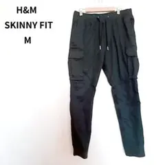 H&M スキニーフィットカーゴパンツ ブラック M 綿98% ウエストゴム