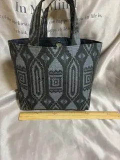 幾何学模様トートバッグ グレー ブラック