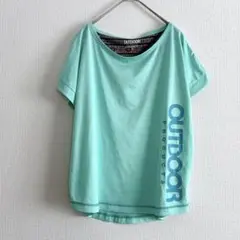 アウトドア　ドライTシャツ　M 緑　トップス　ロゴプリント　吸水速乾　サラサラ