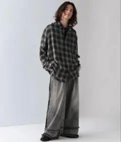 HARE 完売品 BIGダメージチェックシャツ y2k