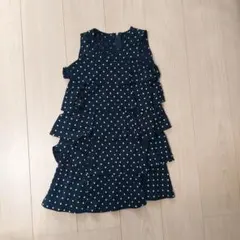 KUMIKYOKU　ネイビードットノースリーブワンピース Lサイズ