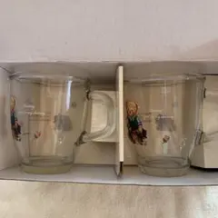 新品韓国製クマのイラスト付きガラスコップ2個セット