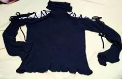 洋服　アクシーズファム　ネイビー レースアップ 長袖ニット M