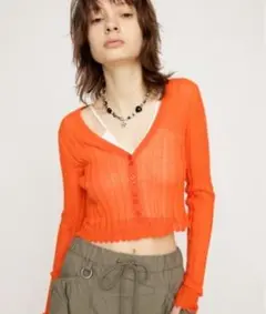SLY オレンジ Vネック カーディガン