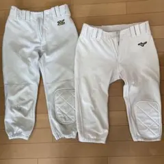 お値下げミズノ ホワイト 少年野球練習着 膝パッド付き 2着セット　Sと150