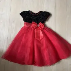 赤と黒のスパンコールドレス　120 ドレス　赤　黒　結婚式　発表会