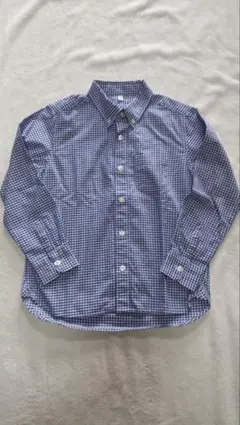 新品　無印良品　キッズ　長袖シャツ　130　チェック　ブルー