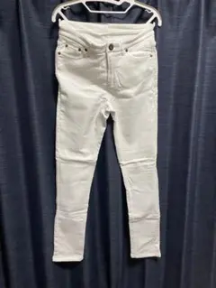 ホワイト スキニーパンツ 裏起毛