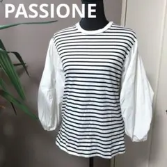 PASSIONE　異素材切り替えボーダー　ボリューム袖プルオーバー　Мのサムネイル