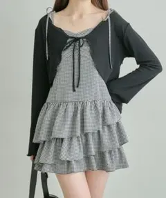 OLIVE des OLIVE フリルキャミワンピースとボレロのセット チェック