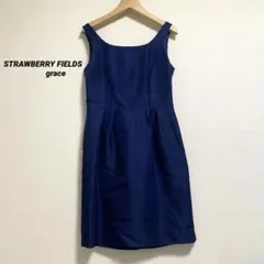 ストロベリーフィールズグレース ワンピース リボン ネイビー フリー