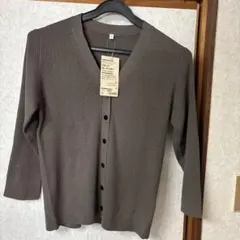 【新品】無印　コットンシルク　長袖VネックカーディガンL