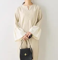 新品未使用⭐️袖フレアジャガードブラウス/アイボリー　 frene