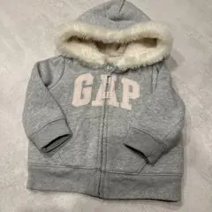 美品✨babyGap フード付きパーカー・グレーピンク・ファー着き・70cm