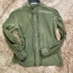 カーキ　シルクブラウス　フォーマル