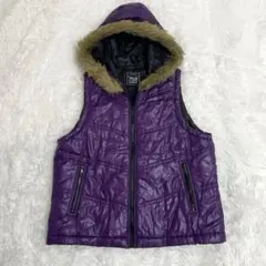 y2k archive お兄系　ダウンベスト　ファー付き　紫　グランジ