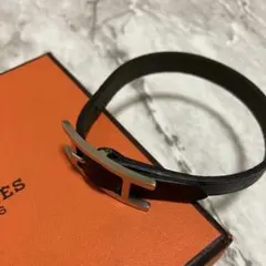 エルメス HERMES ブレスレット レザー 黒 2重巻き 箱付 796 - メルカリ
